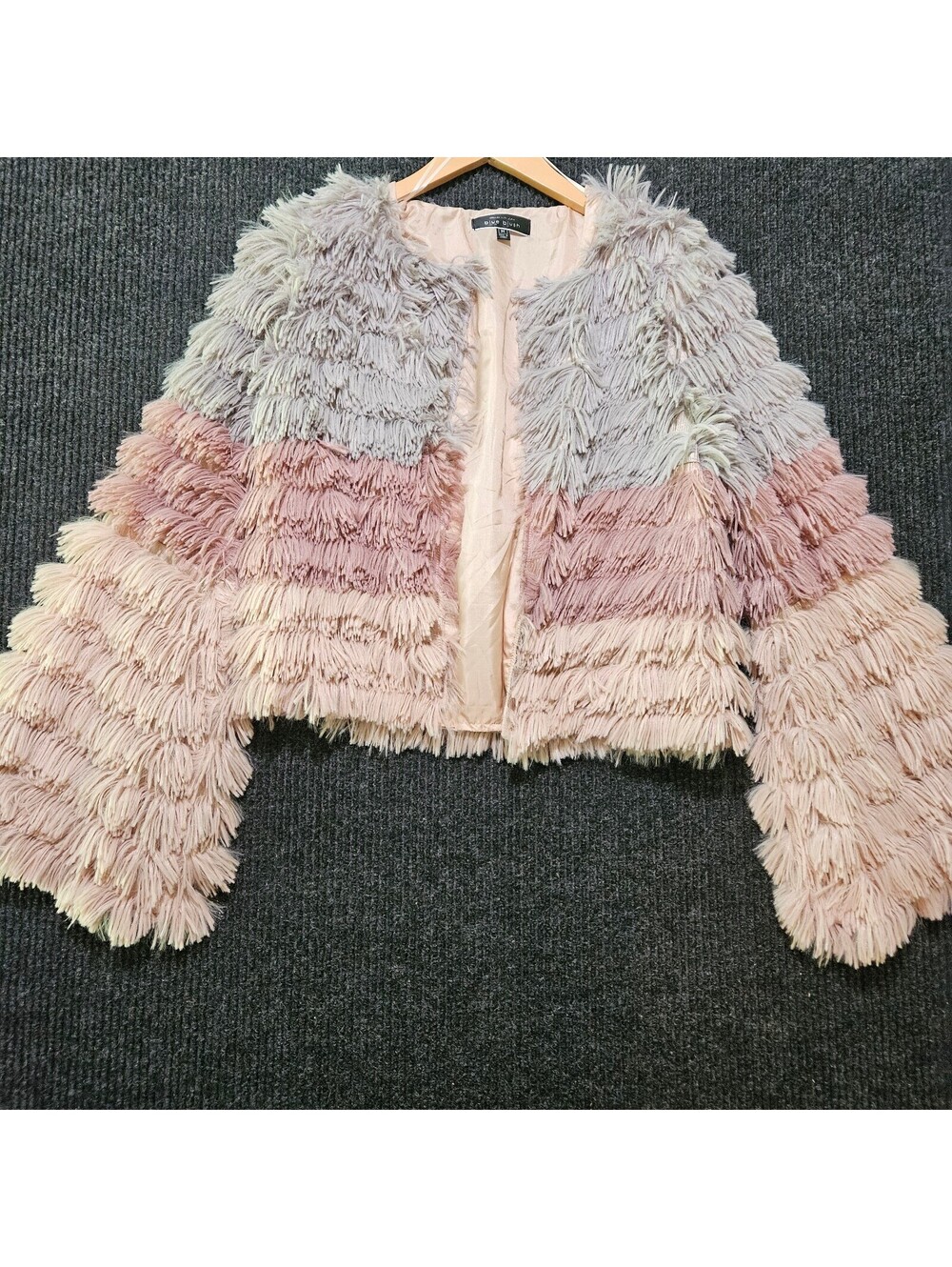 Blue Blush Women's Fringe Colorblock Jacket Sz M